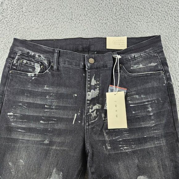 mnml Jeans Men 36 Black X143 Stretch Denim Distressed Slim Fit Pants Punk Skater - Picture 2 of 16